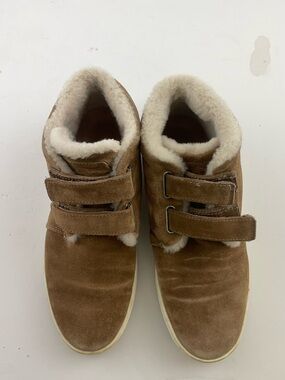 Rag & Bone Tan Suede High-Top Sneakers with Cream Shearling